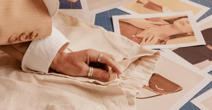 Tendances mode printemps avec Pluxee Luxembourg : tissu en lin beige, inspirations vestimentaires et accessoires élégants pour un style raffiné, parfait pour la saison.