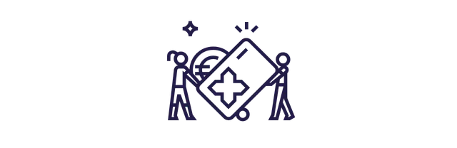 Icone graphique d'une femme RH donnant une carte Pluxee chargée avec de l'argent à son employé