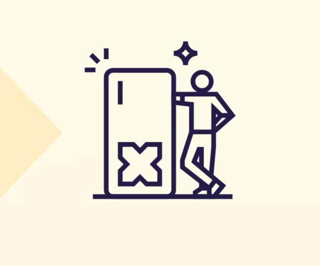 Icone minimaliste d'un homme accoudé à une carte Pluxee Gift