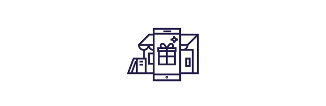 Icône d’un smartphone affichant un cadeau à l’écran, représentant les offres exclusives accessibles via l’application Pluxee.